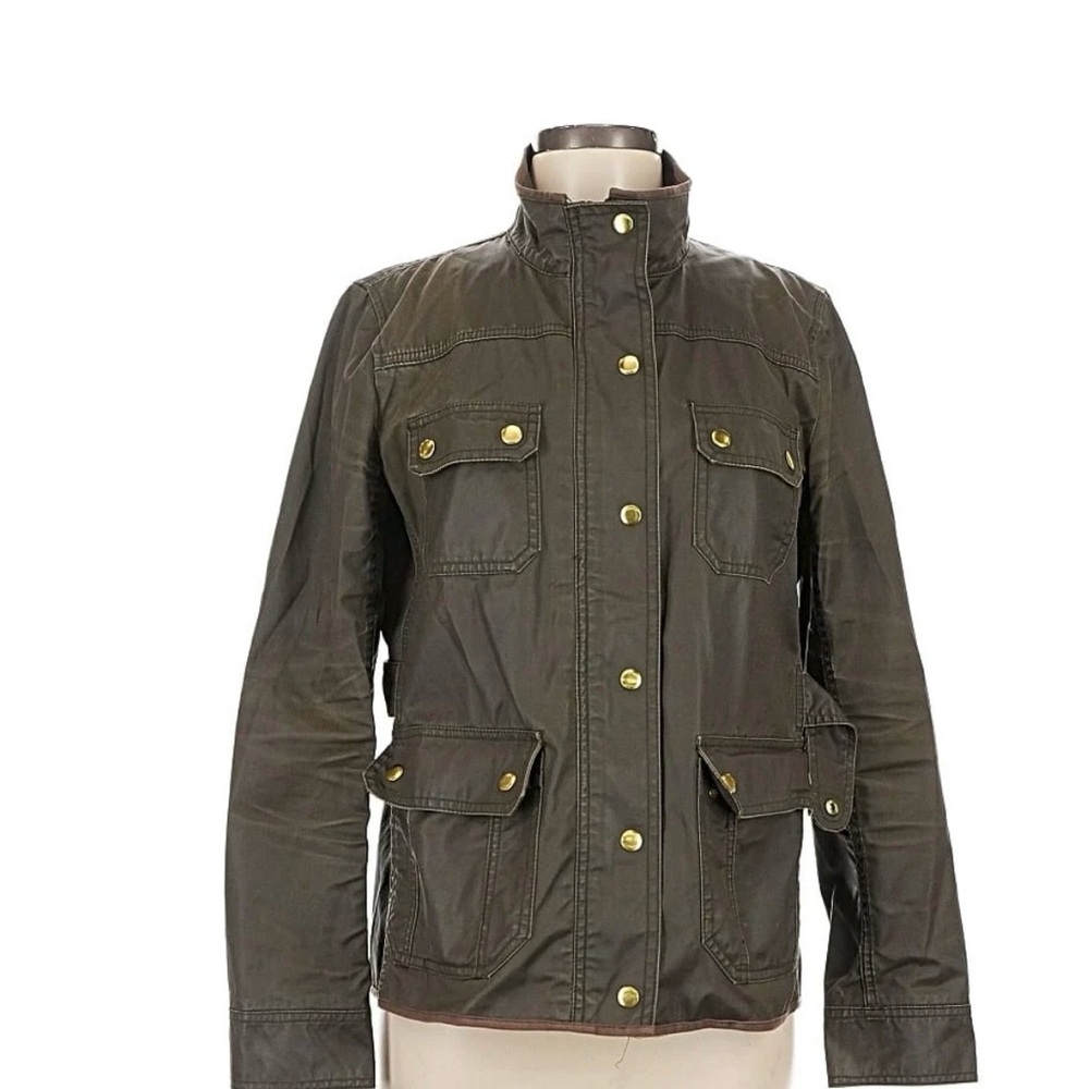 J. Crew Olive Green Utility Jacket with Gold Snaps Size M